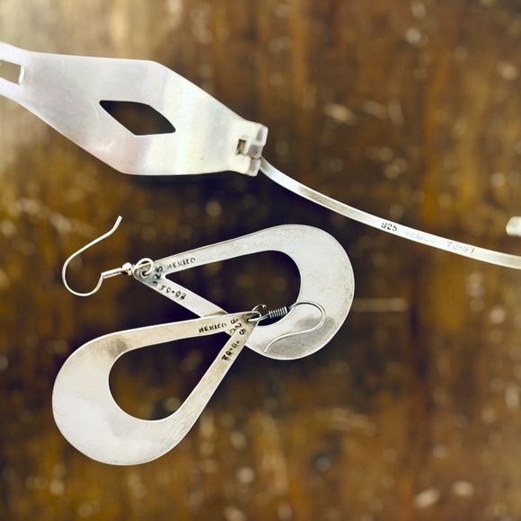 Taxco, Mexico Vintage Earring & Bracelet Set. Sterling Silver 925 with Abalone. - Picture 6 of 9